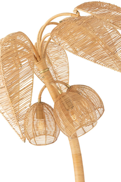 Vloerlamp kokospalm klein – rotan en staal, naturel, Ø65 x 150 cm