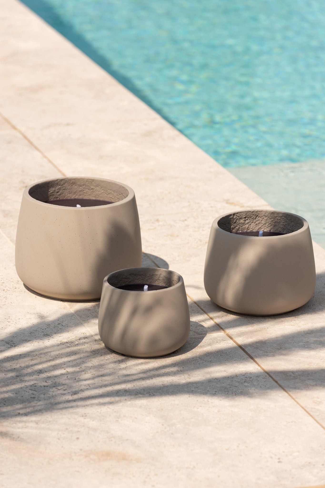 Outdoor Candle Cyra Cement Grey Large-48 Hours