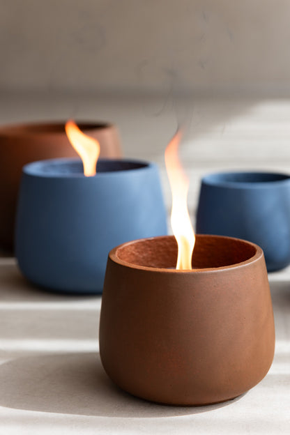 Outdoor Candle Cyra Cement Blue Medium-31 Hours