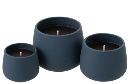 Outdoor Candle Cyra Cement Blue Large-48  Hours