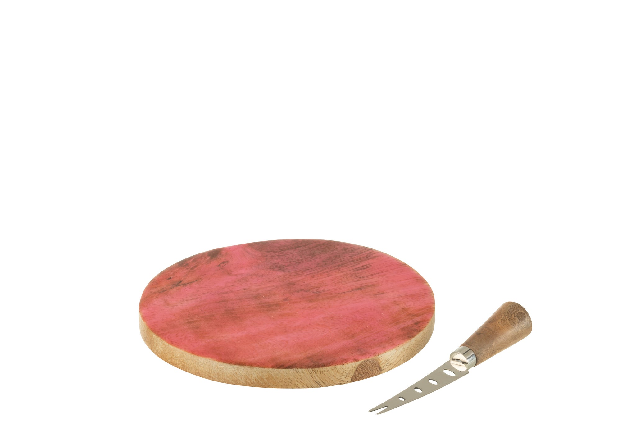 Cheese Board+ Knife Round Mango Wood Pink