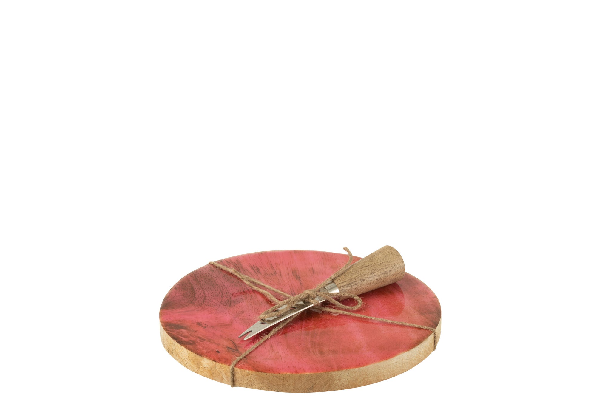 Cheese Board+ Knife Round Mango Wood Pink