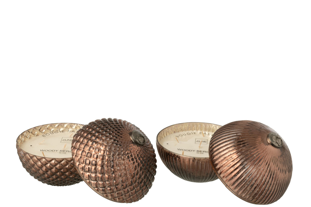 Geurkaars kerstbal groot – set van 2, glas, bruin, Ø17,5 x 18,5 cm