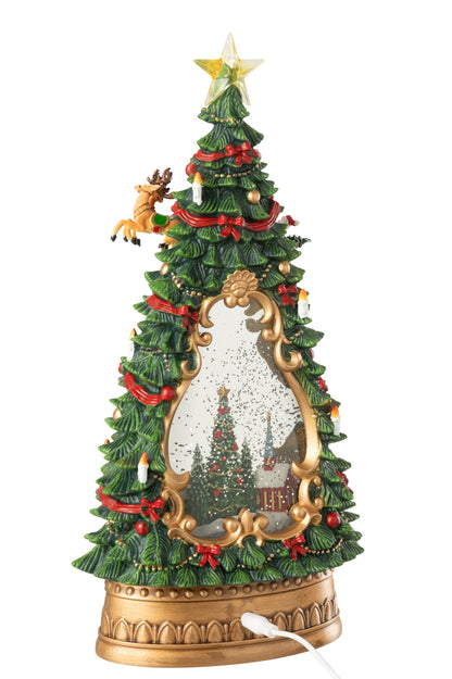 Kerstboom met dorpje en verlichting – kunststof en polyresin, meerkleurig, 33,5 cm