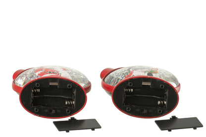 Kersthanger sneeuwbol sneeuwpop en kerstman – set van 2, kunststof, kerstrood, 13 cm