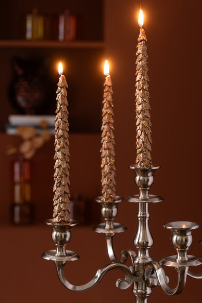 Box Of 2 Table Candle Tree Paraffin Cognac-3H