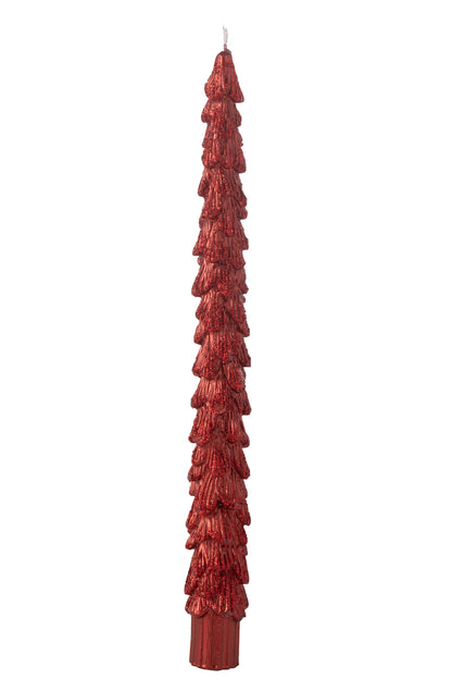Box Of 2 Table Candle Tree Paraffin Christmas Red-3H