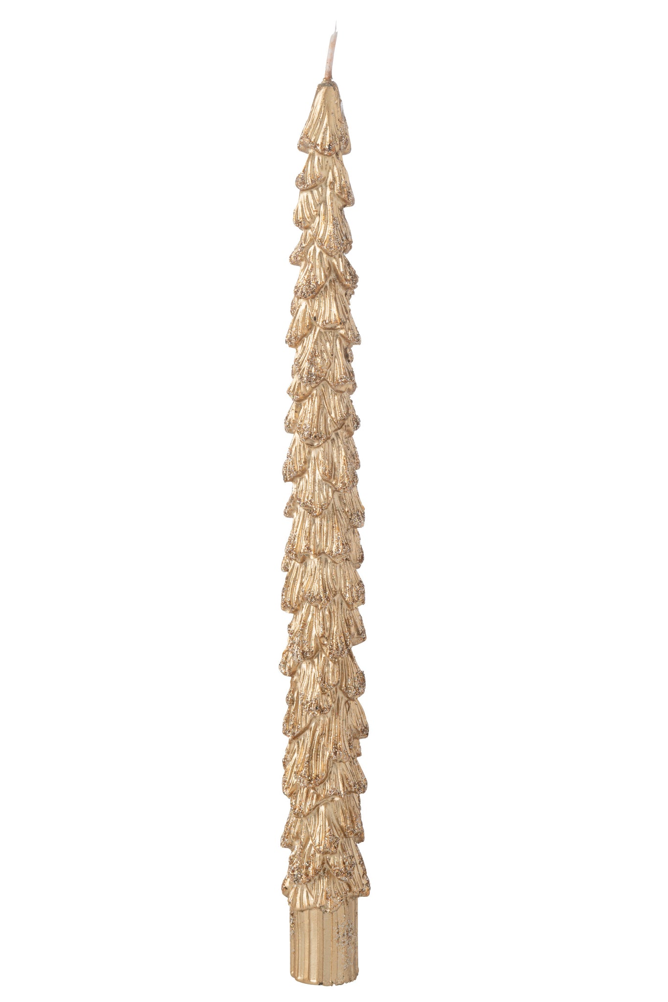 Box Of 2 Table Candle Tree Paraffin Gold Colored-3H