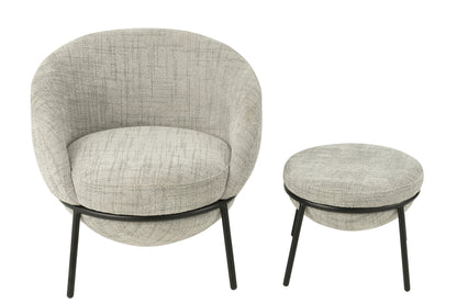 Lounge Chair  +  Footstool Iron Grey/Black