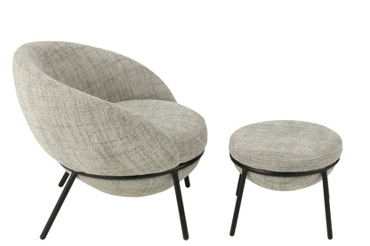 Lounge Chair  +  Footstool Iron Grey/Black