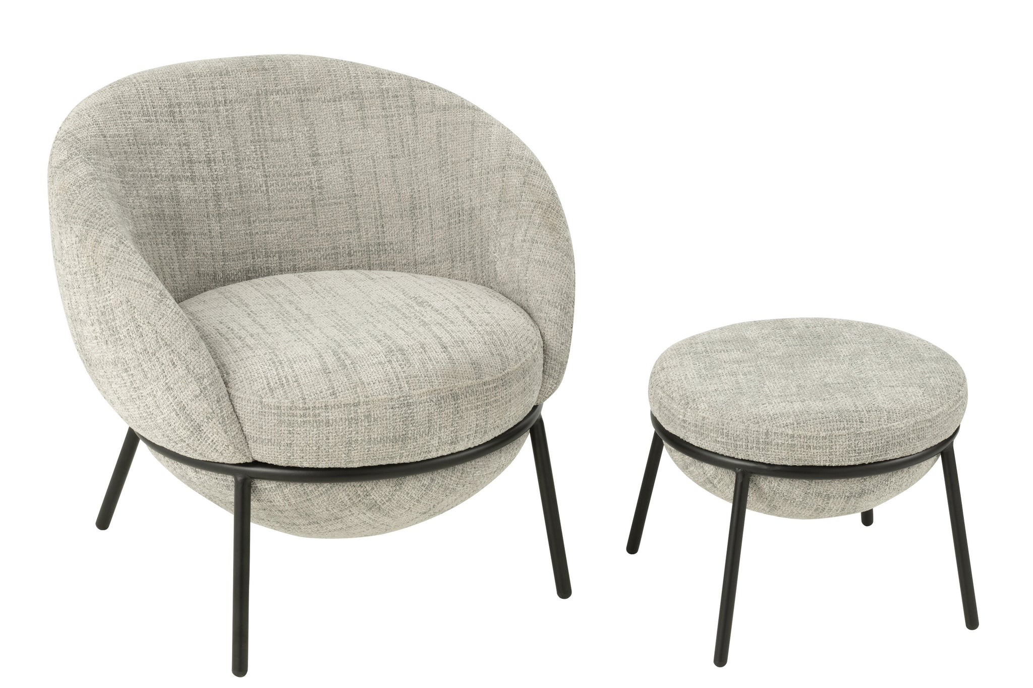 Lounge Chair  +  Footstool Iron Grey/Black