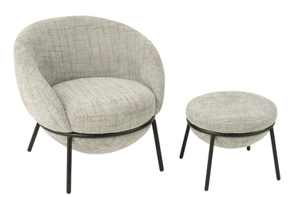 Lounge Chair  +  Footstool Iron Grey/Black