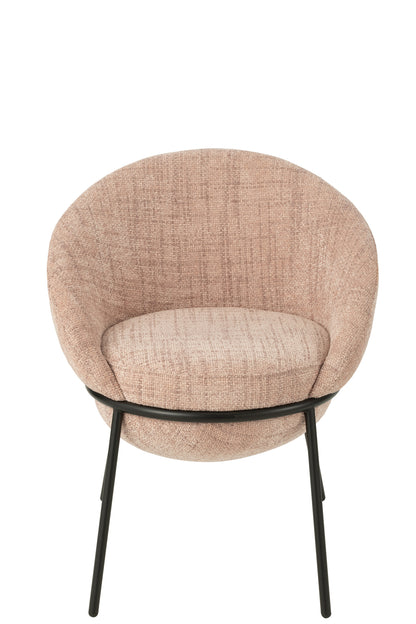 Esszimmerstuhl mit Eisenbeinen, hellrosa/schwarz