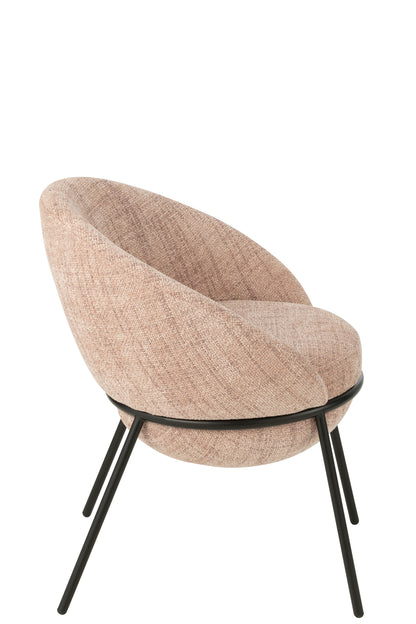 Esszimmerstuhl mit Eisenbeinen, hellrosa/schwarz