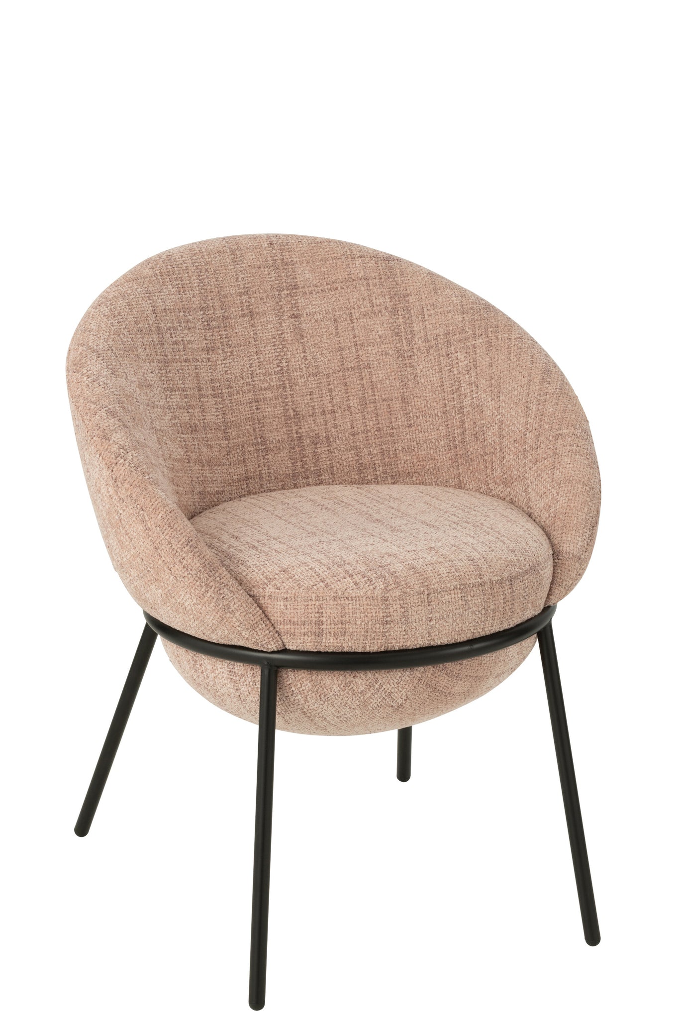 Esszimmerstuhl mit Eisenbeinen, hellrosa/schwarz