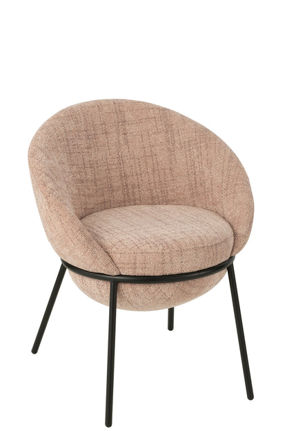 Esszimmerstuhl mit Eisenbeinen, hellrosa/schwarz