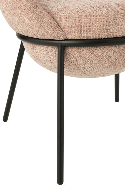 Esszimmerstuhl mit Eisenbeinen, hellrosa/schwarz