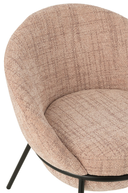 Esszimmerstuhl mit Eisenbeinen, hellrosa/schwarz