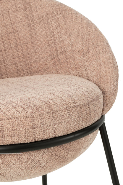 Esszimmerstuhl mit Eisenbeinen, hellrosa/schwarz