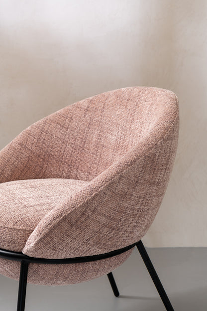 Esszimmerstuhl mit Eisenbeinen, hellrosa/schwarz