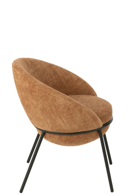 Esszimmerstuhl mit Eisenbeinen, Farbe: Eisen, Terrakotta/Schwarz