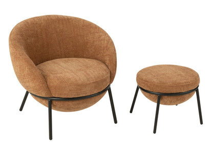 Lounge Chair  +  Footstool Iron Terracotta/Black