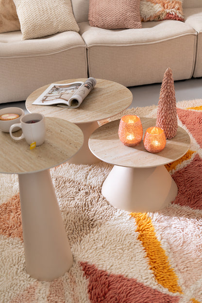 Beistelltisch, Säule, Kegel, Eisen, Ecru/Beige