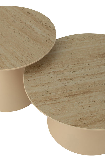 2er Set Beistelltische Cone Eisen Ecru/Beige