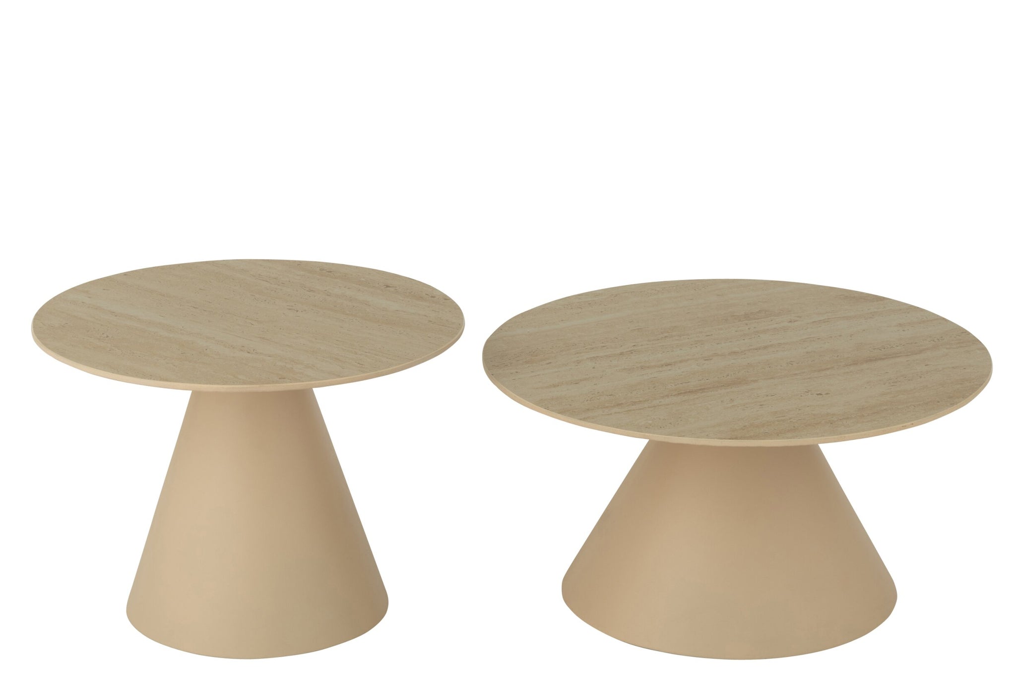 2er Set Beistelltische Cone Eisen Ecru/Beige