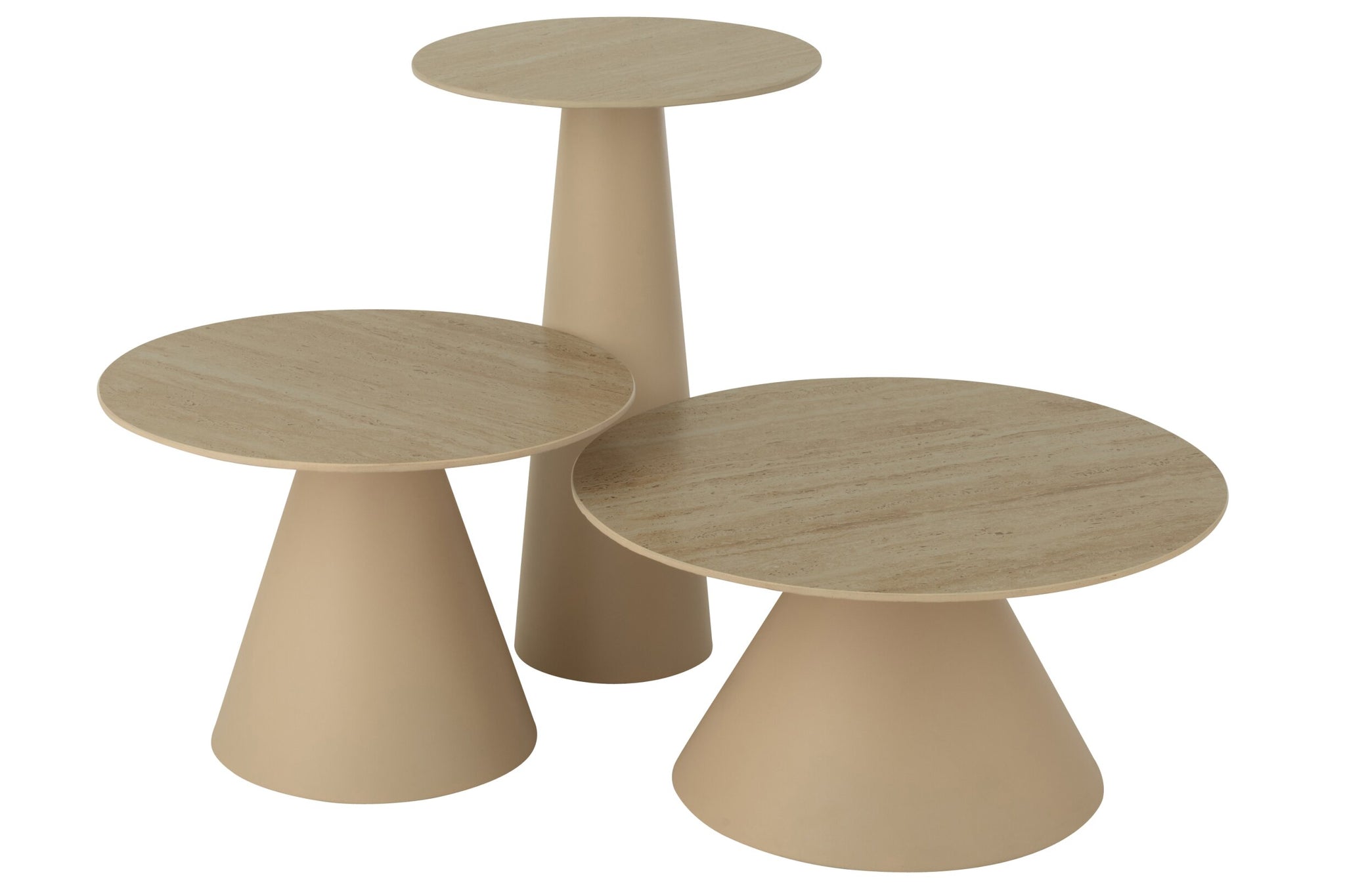 2er Set Beistelltische Cone Eisen Ecru/Beige