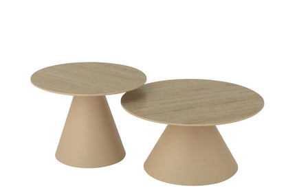 2er Set Beistelltische Cone Eisen Ecru/Beige