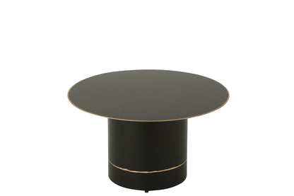Coffee Table Cyll Base With Golden Border Round Iron Black/Gold Colored Small