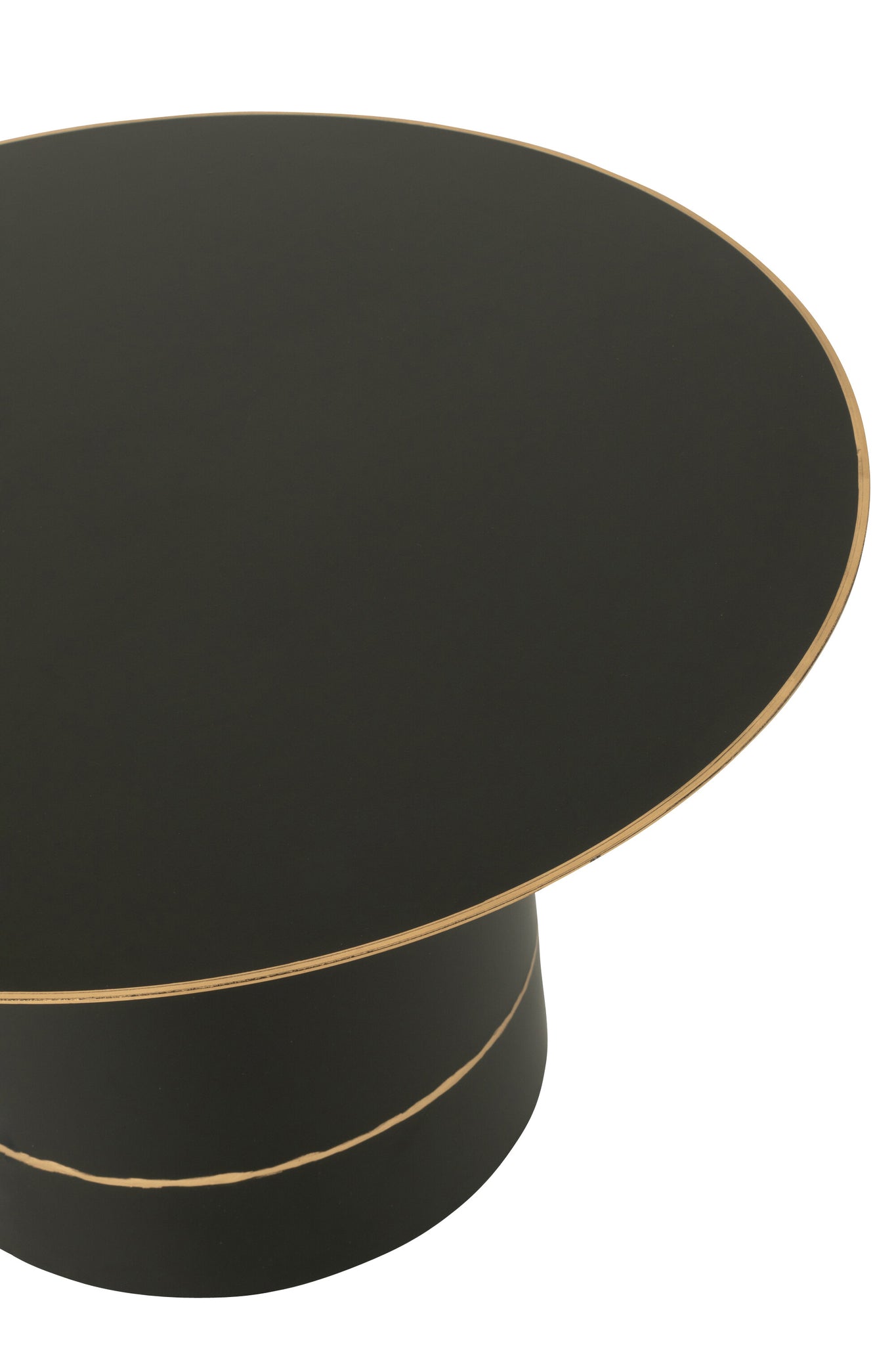 Coffee Table Cyll Base With Golden Border Round Iron Black/Gold Colored Small