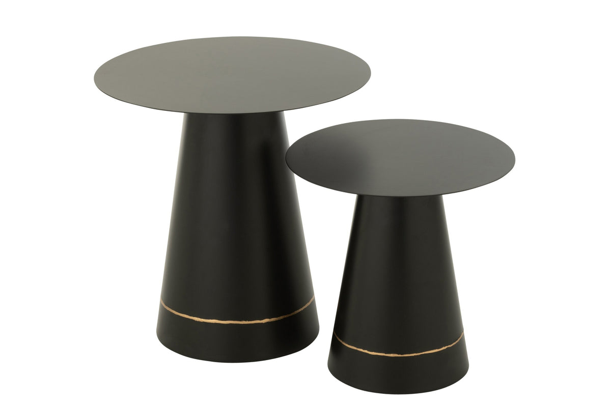 Beistelltische – Eisen, schwarz und gold, 2er-Set