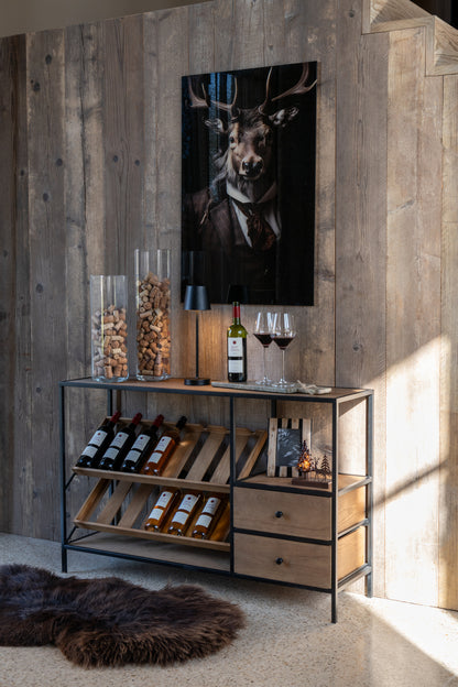 Bar Cabinet Wine Veneer Natural/Black Small