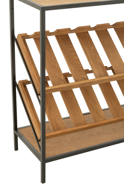 Bar Cabinet Wine Veneer Natural/Black Small