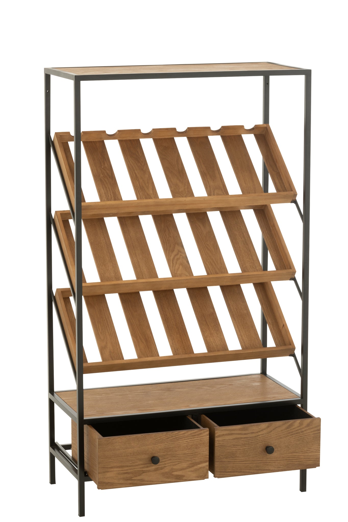 Bar Cabinet Wine Veneer Natural/Black Medium