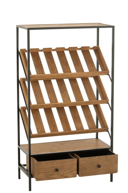 Bar Cabinet Wine Veneer Natural/Black Medium