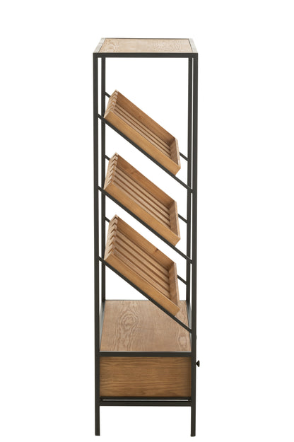 Bar Cabinet Wine Veneer Natural/Black Medium