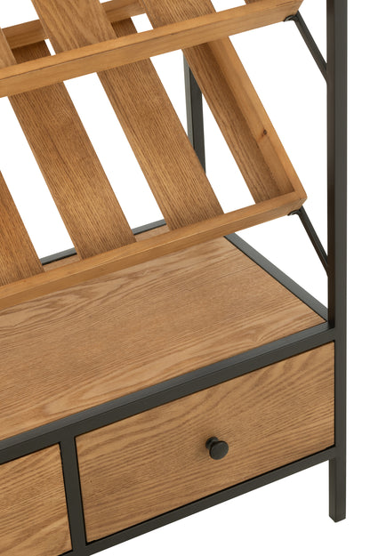 Bar Cabinet Wine Veneer Natural/Black Medium