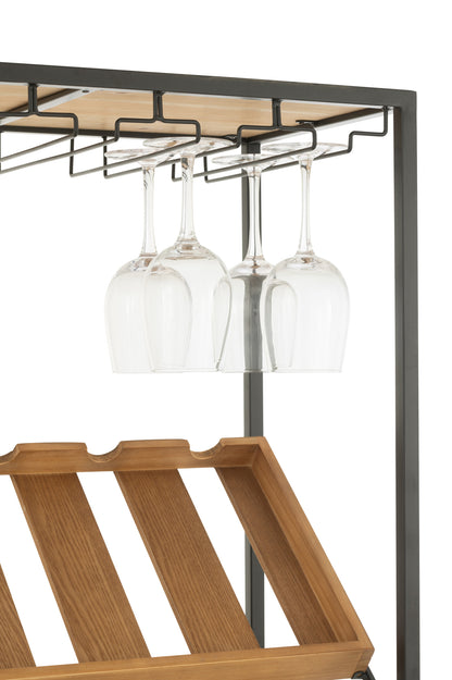 Bar Cabinet Wine Veneer Natural/Black Large