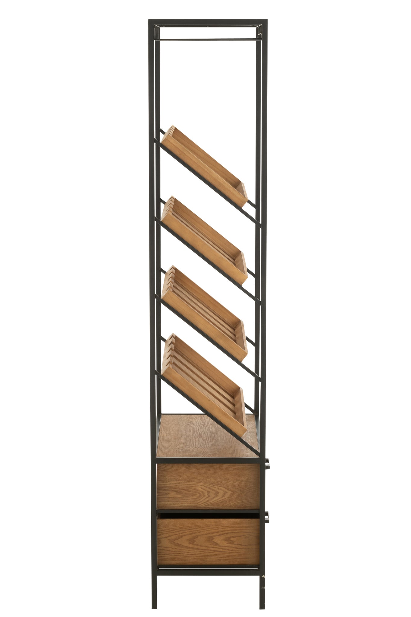 Barkast Hout en Metaal Zwart Naturel Groot | Living and Goods