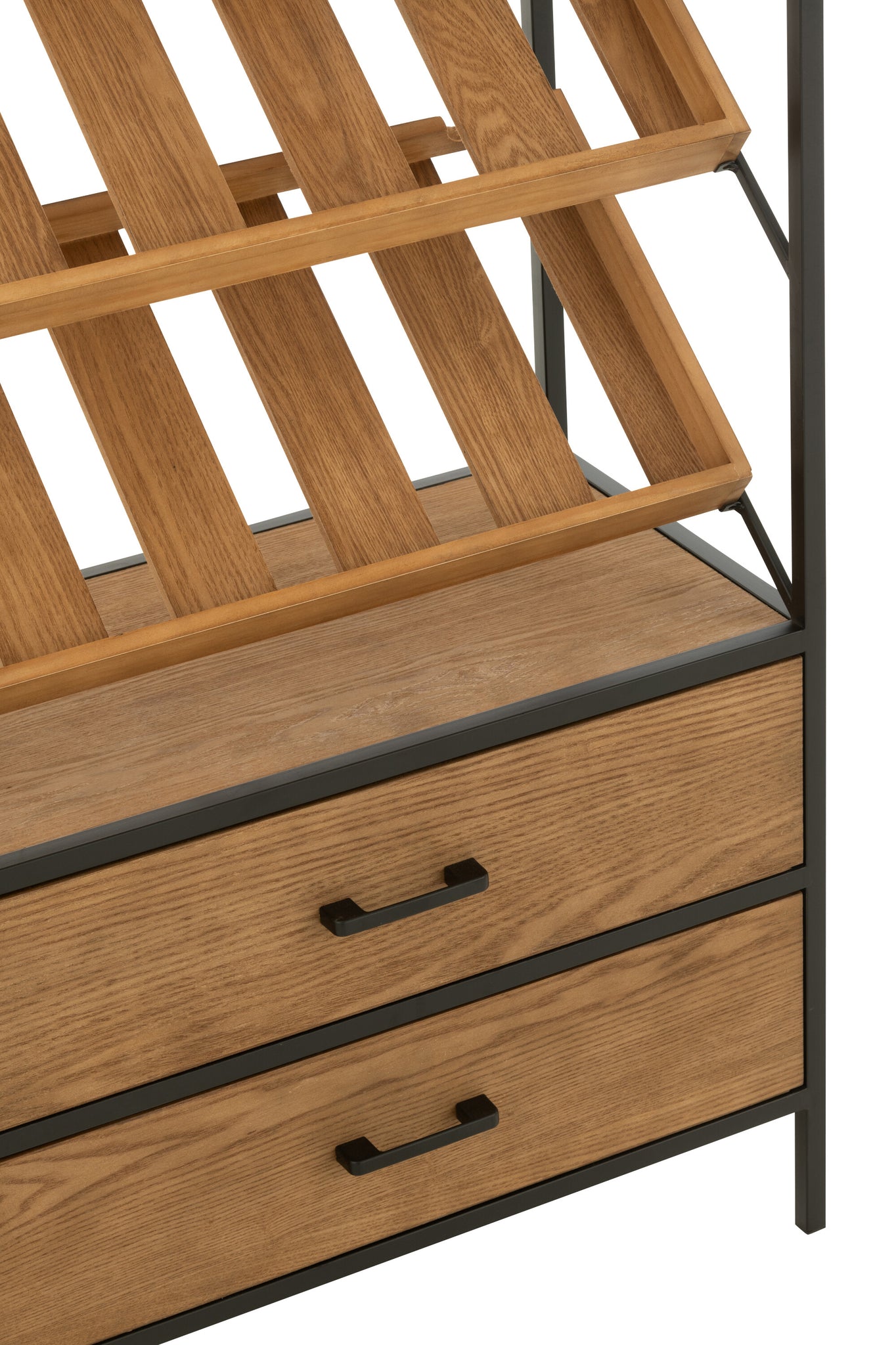 Bar Cabinet Wine Veneer Natural/Black Large