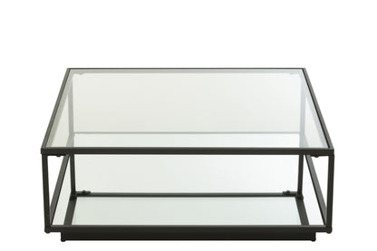 Coffee Table Iron/Glass Black Large