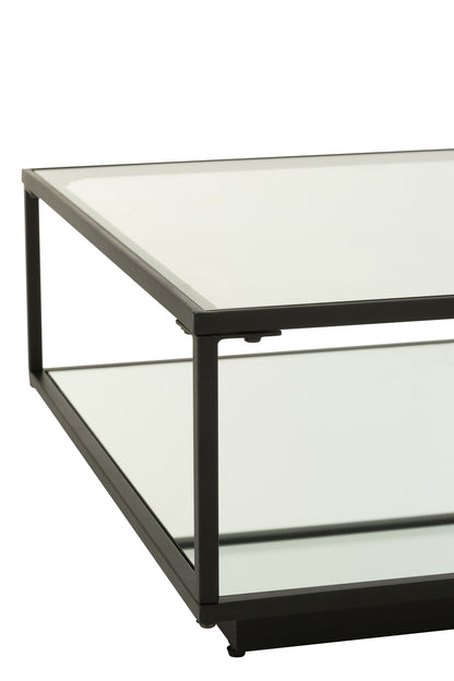 Coffee Table Iron/Glass Black Large
