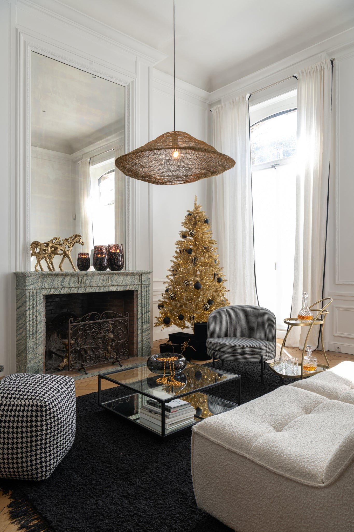 Coffee Table Iron/Glass Black Large