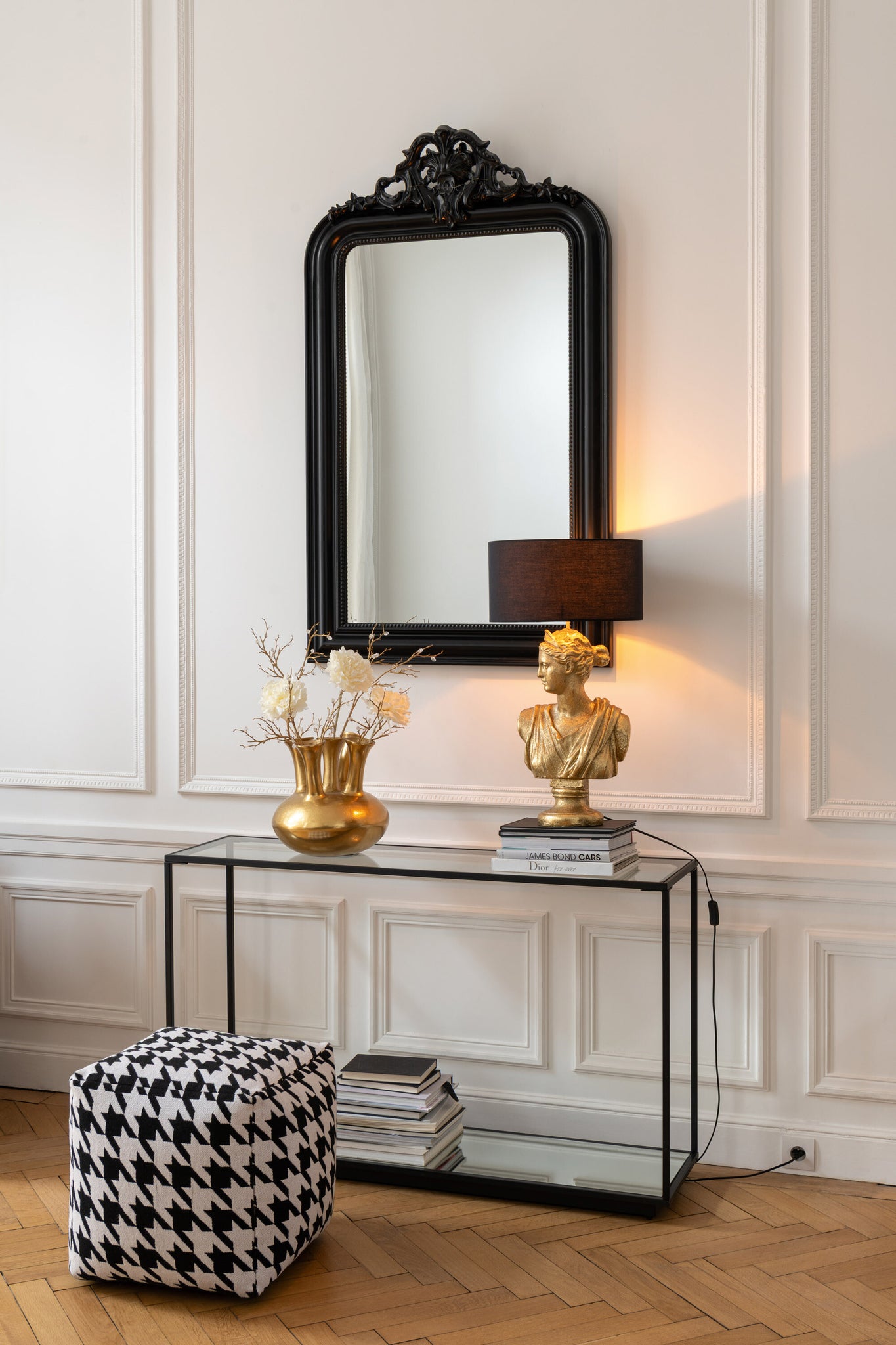 Konsole Eisen/Glas Schwarz