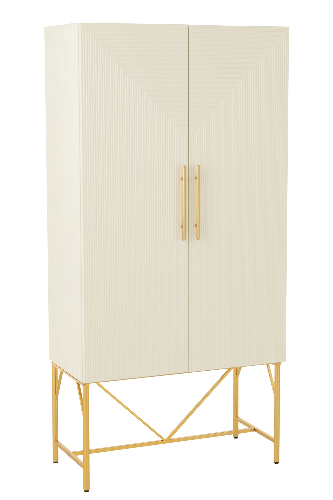 Chest Of Drawers Mdf/Metal White/Gold Colored