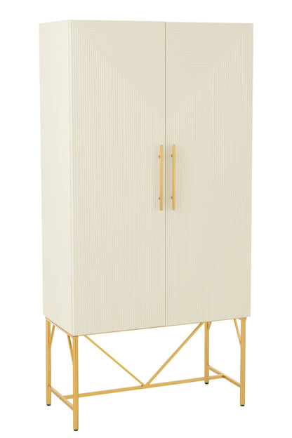 Chest Of Drawers Mdf/Metal White/Gold Colored