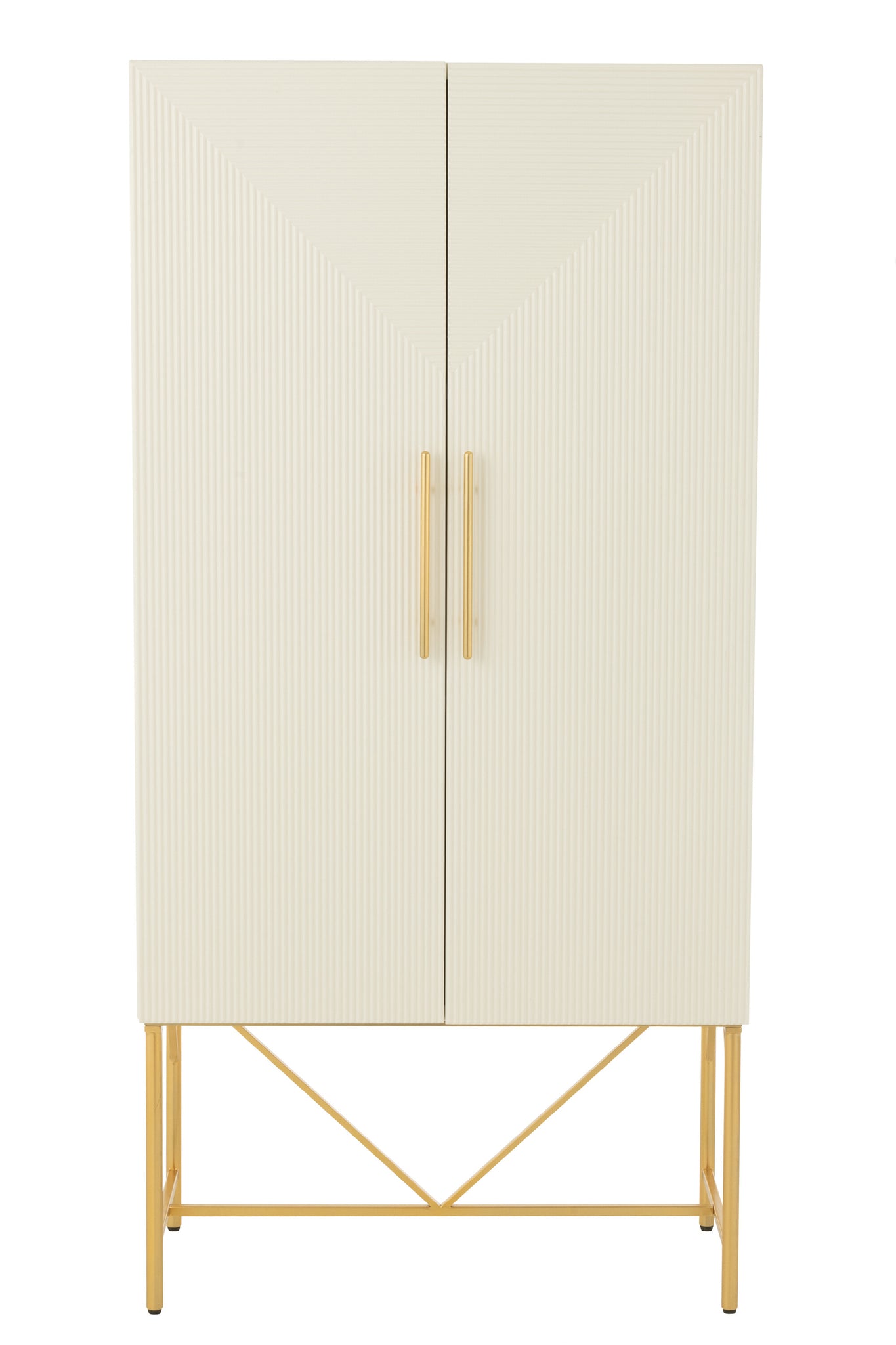 Chest Of Drawers Mdf/Metal White/Gold Colored
